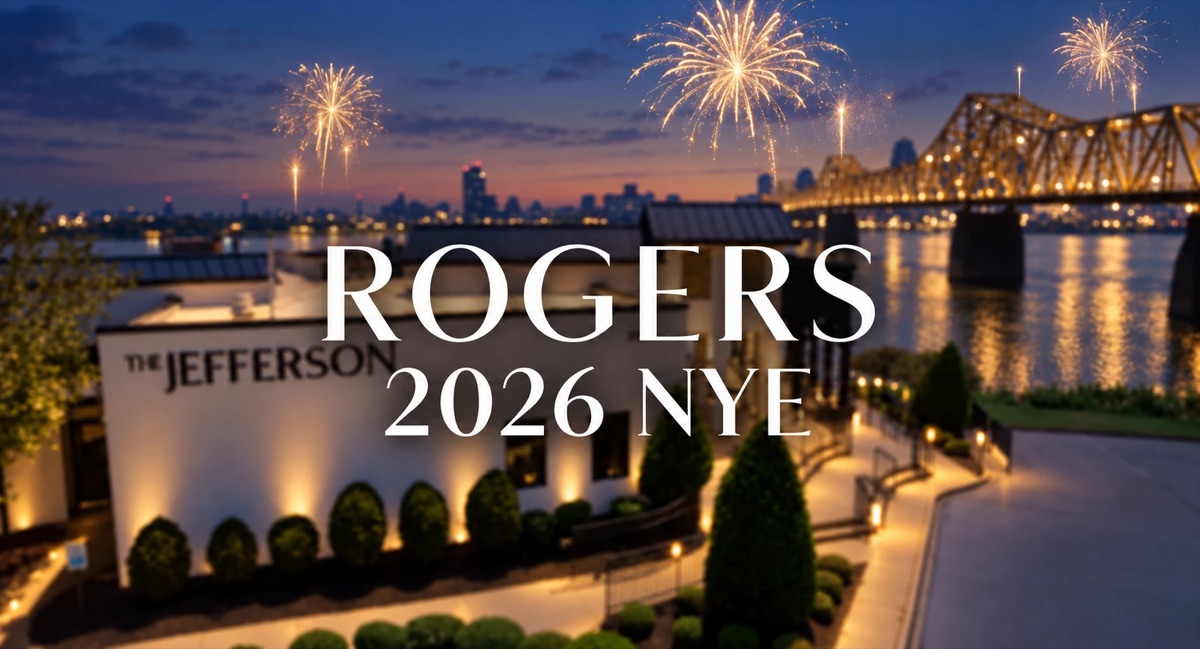 Rogers 2026 NYE: fireworks over The Jefferson and the river